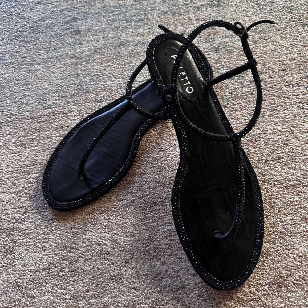 Repetto Elegant Black  and Sparkling Blue Sandals